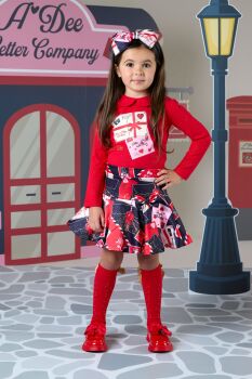 PRE ORDER AW24/25 Girls ADee Roxy Top and Skirt Set W242505 Red
