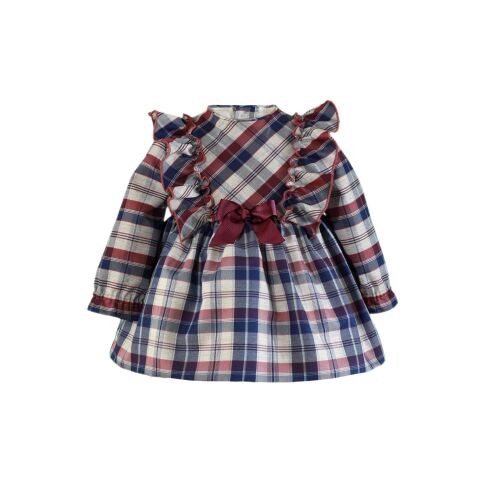 PRE ORDER AW24/25 Girls Miranda Burgundy, Grey and Navy Dress 509