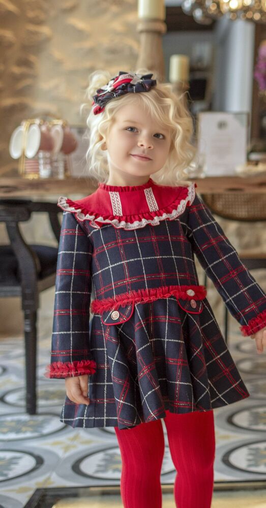 PRE ORDER AW24/25 Girls Miranda Tartan Dress 229 Navy