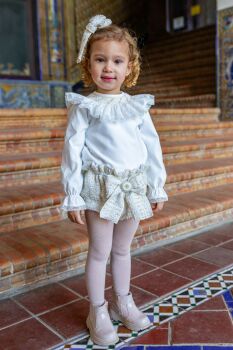 Girls Naxos Cream and Gold Smocked Set Set 7406