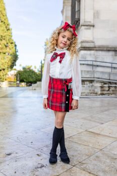 Girls Naxos Red Tartan Skirt Set 7452 7468