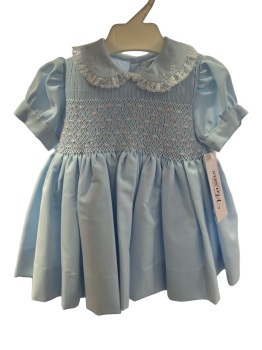 Girls Naxos Hand Smocked Dress 7425 Blue