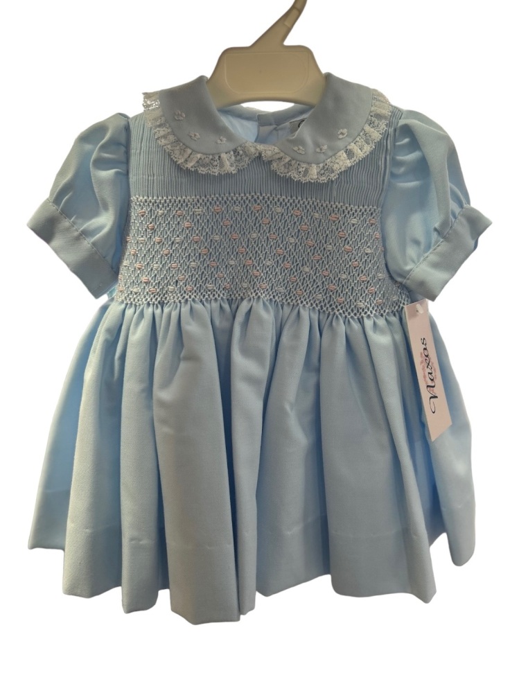 Girls Naxos Hand Smocked Dress 7425 Blue