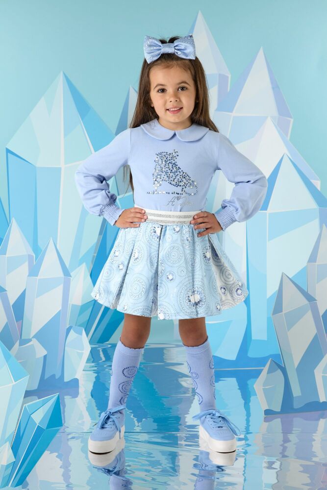 Girls ADee Phillis Top and Skirt Set W241527 Iced Blue