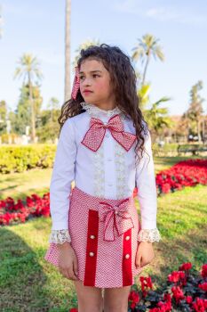 Girls Naxos Red and White Skirt Set 7451 7467