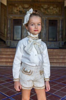 Girls Naxos Cream and Gold Shorts Set 7463 7455