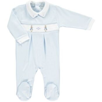 Peter Rabbit Collection Mini la Mode Peter Rabbit Smocked Footsie SLBC82A-2 - Blue and White