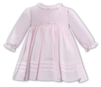 Girls Sarah Louise Dress 013353 Pink and White