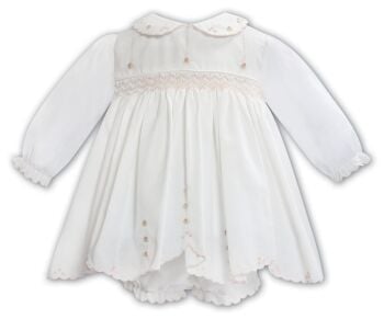 Girls Sarah Louise Dress and Pants 013350 Ivory and Peach