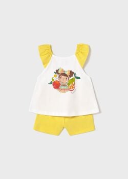 PRE ORDER SS25 Girls Mayoral Top and Shorts Set 1234 Yellow 94