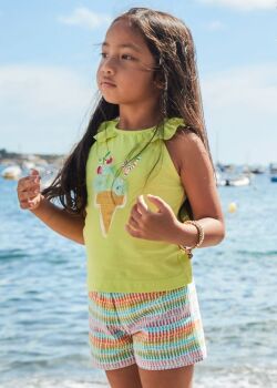 PRE ORDER SS25 Girls Mayoral Top and Shorts Set 3214 Citrus 66