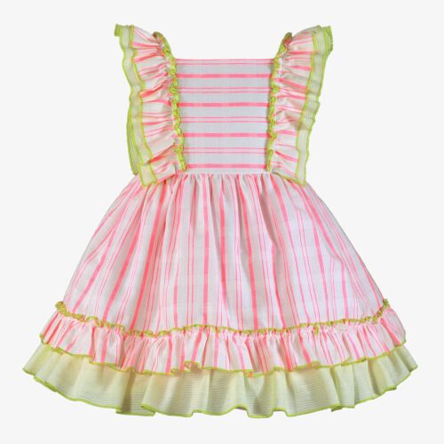 PRE ORDER SS25 Girls Miranda Coral and Lime Dress 252