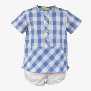 PRE ORDER SS25 Boys Miranda Blue Gingham Set 522