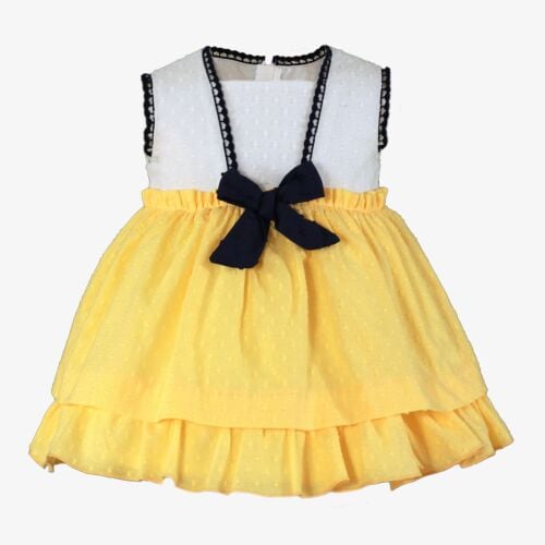 PRE ORDER SS25 Girls Miranda Lemon, White and Navy Dress 141