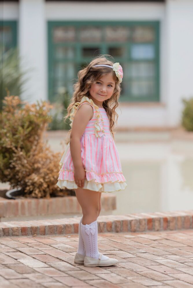 SS25 Girls Miranda Coral and Lime Dress 252