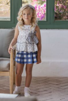 SS25 Girls Miranda Navy and White Skort Set 250