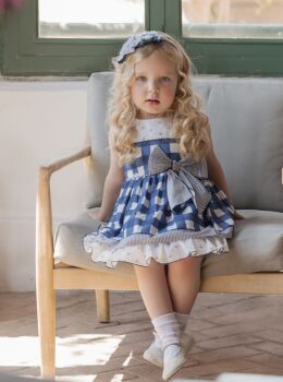 SS25 Girls Miranda Navy and White Dress 250