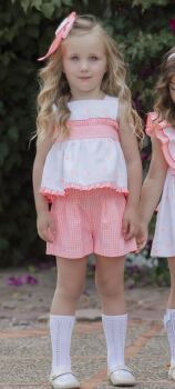 SS25 Girls Miranda Bright Orange and White Top and Shorts Set 242