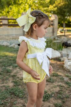 Girls Naxos Hand Smocked Romper 7504 Lemon