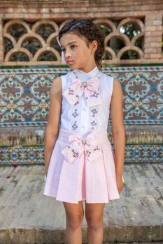 Girls Naxos Pink and White Skirt Set 7565 7549