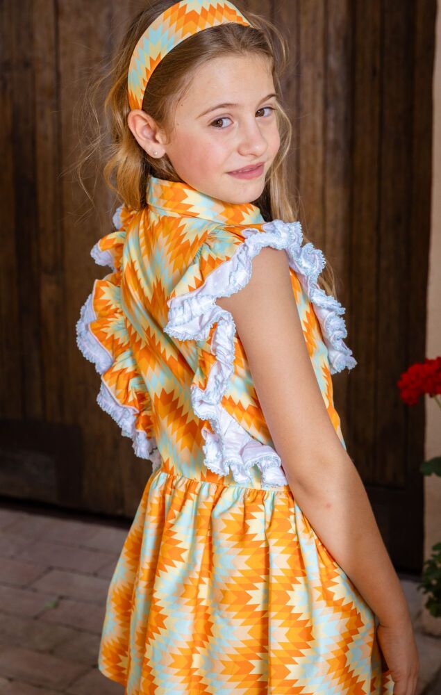 Girls Rochy Orange and Mint Dress 25356