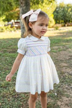 Girls Naxos Hand Smocked Dress 7529 Multi Colour