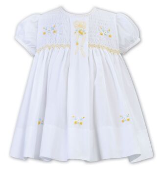 Girls Sarah Louise Heritage Collection Dress C7001 White and Lemon