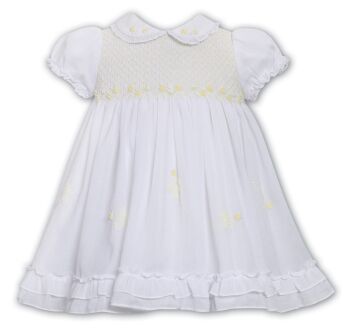 Girls Sarah Louise Dress 013573 White and Lemon