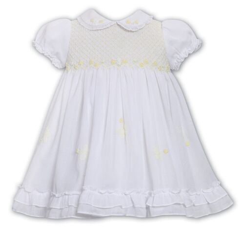 Girls Sarah Louise Dress 013573 White and Lemon