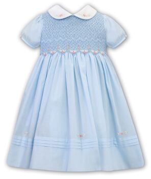 Girls Sarah Louise Heritage Collection Dress C7501 Blue Short Sleeve