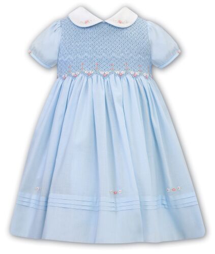 Girls Sarah Louise Heritage Collection Dress C7501 Blue Short Sleeve