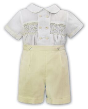 Boys Sarah Louise 2 Piece Set 013354 White and Lemon