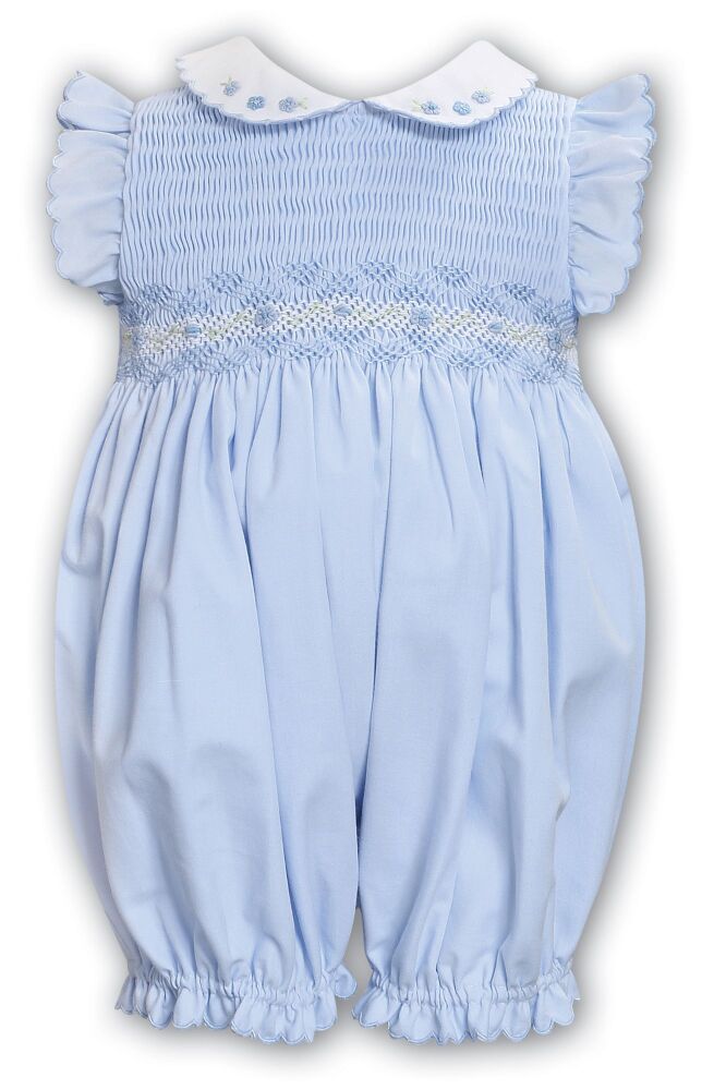 Girls Sarah Louise Romper 013575 Blue and White
