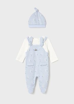 ***PRE ORDER Boys Mayoral Babygrow Dungarees and Hat 2609 Sky 10