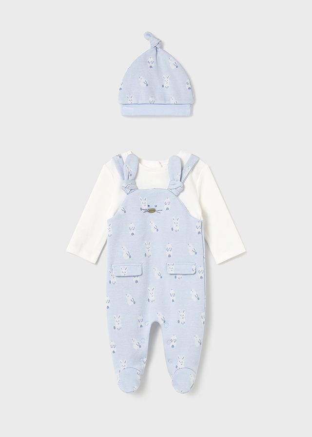 ***PRE ORDER Boys Mayoral Babygrow Dungarees and Hat 2609 Sky 10