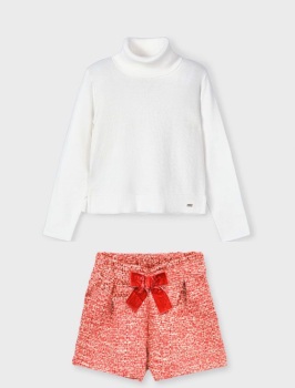 AW25 Girls Mayoral Top and Shorts Set 4224 313 Cherry 37