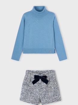 AW25 Girls Mayoral Top and Shorts Set 4224 313 Ocean 36