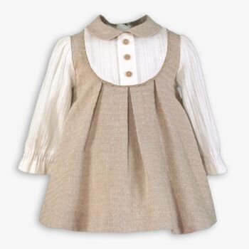 ***Pre Order AW25/26 Girls Miranda Beige and Cream Dress 122