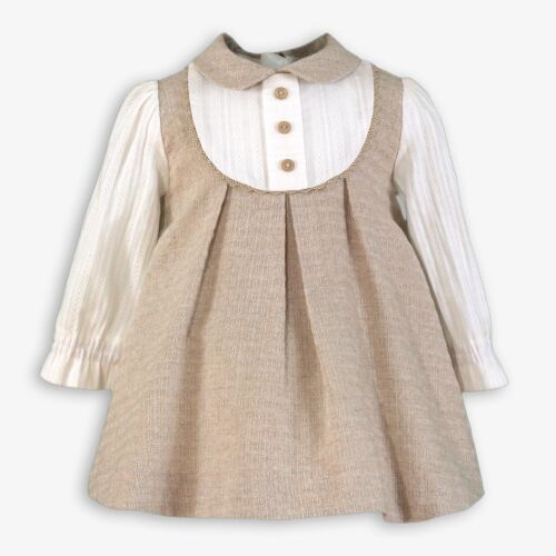 ***Pre Order AW25/26 Girls Miranda Beige and Cream Dress 122