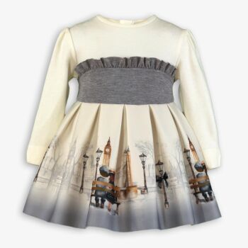 ***Pre Order AW25/26 Girls Miranda Cream and Grey Dress 136