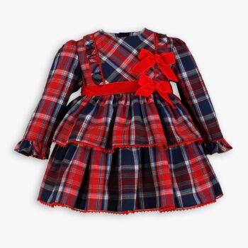 ***Pre Order AW25/26 Girls Miranda Navy and Red Tartan Dress 158