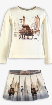 ***Pre Order AW25/26 Girls Miranda Cream and Grey Skirt Set 236