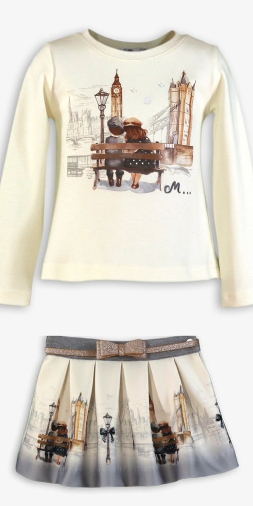***Pre Order AW25/26 Girls Miranda Cream and Grey Skirt Set 236