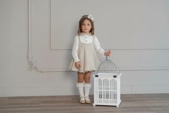 ***Pre Order AW25/26 Girls Miranda Beige and Cream Dress 222