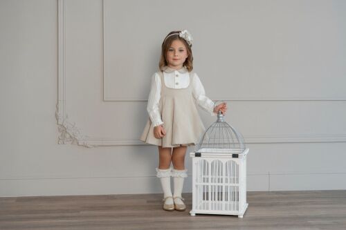 ***Pre Order AW25/26 Girls Miranda Beige and Cream Dress 222