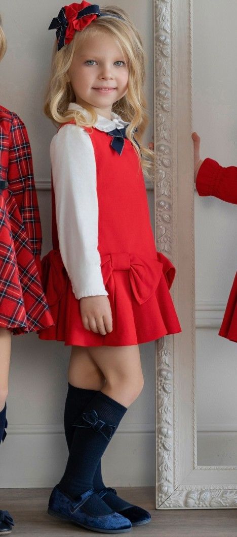 ***Pre Order AW25/26 Girls Miranda Red Pinafore Dress and Blouse 232