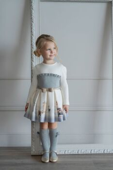 ***Pre Order AW25/26 Girls Miranda Cream and Grey Dress 236
