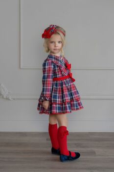 ***Pre Order AW25/26 Girls Miranda Navy and Red Tartan Dress 258