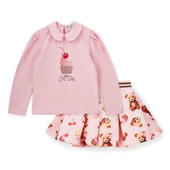 PRE ORDER Girls ADee Teddy Bear Bakery Mabel Top and Skirt Set W252513 Pink Fairy