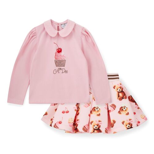 PRE ORDER Girls ADee Mabel Top and Skirt Set W252513 Pink Fairy